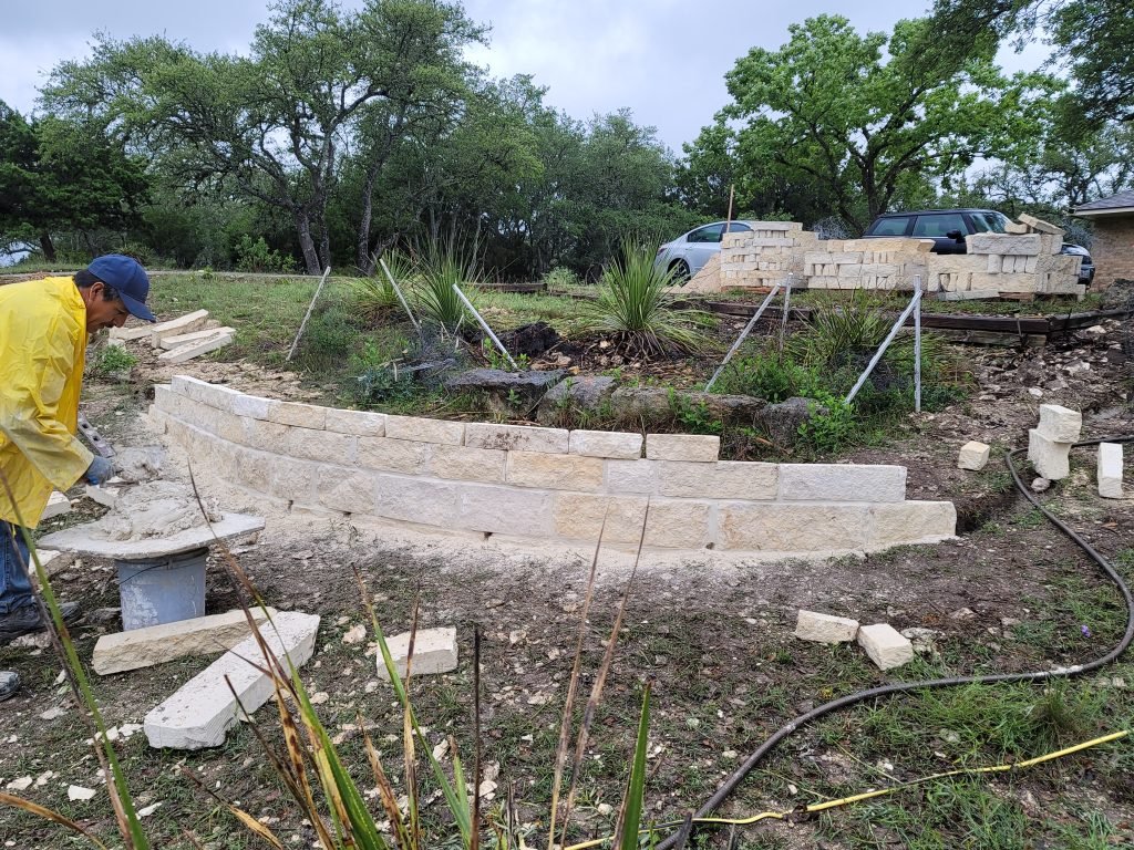 retaining wall in progress