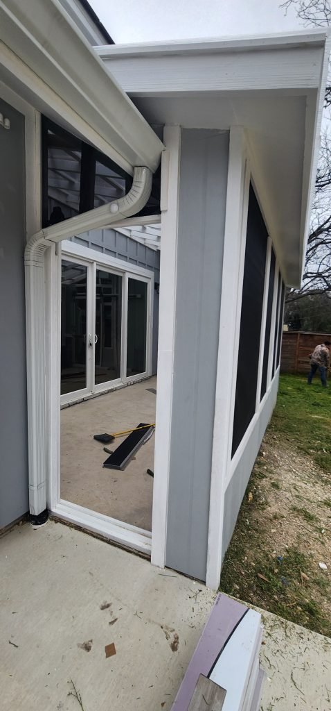 enclosed patio under construction